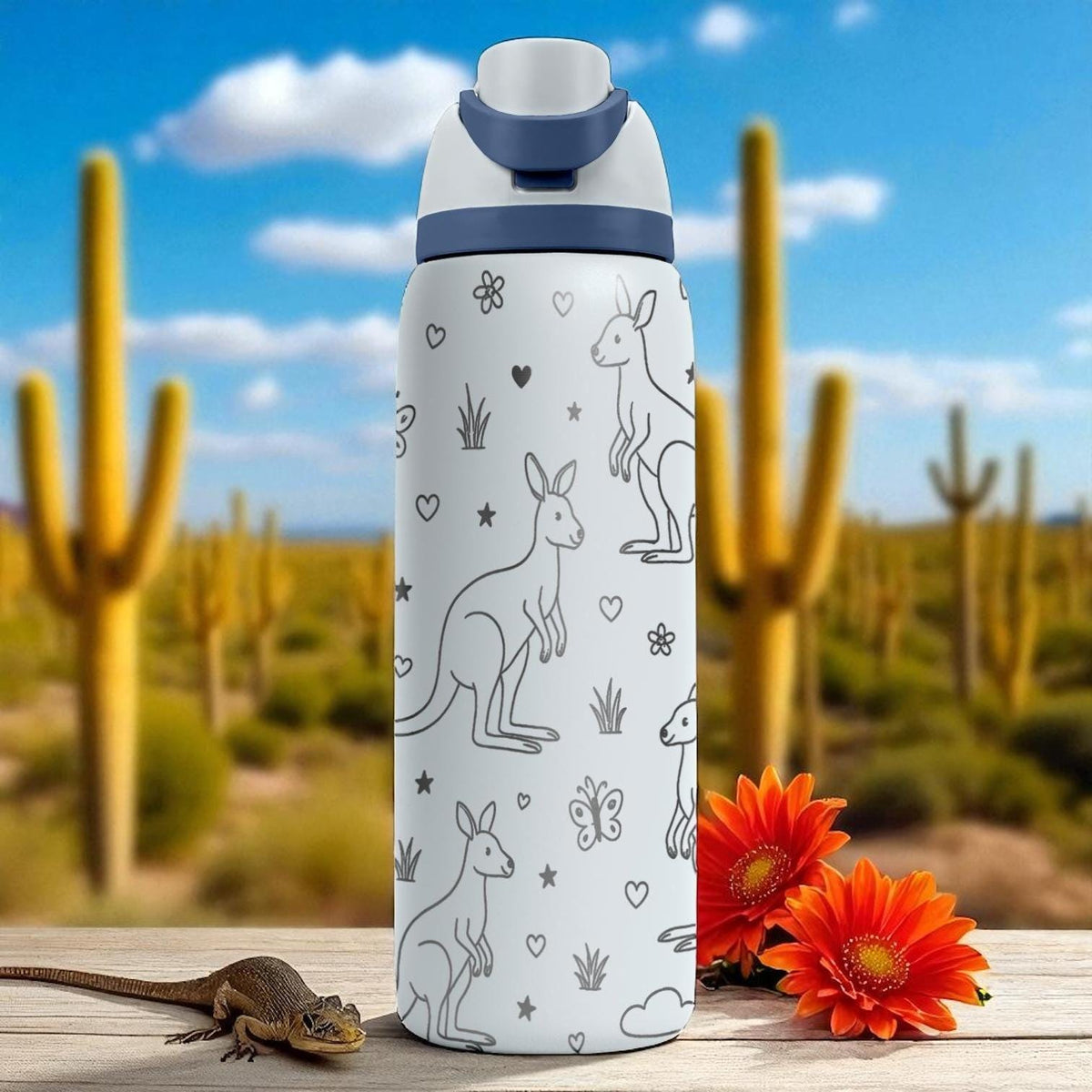 Engraved Kangaroo Owala Bottle – Cute Australian Wildlife Tumbler for Kids and Nature Lovers – 16oz 24oz 32oz 40oz