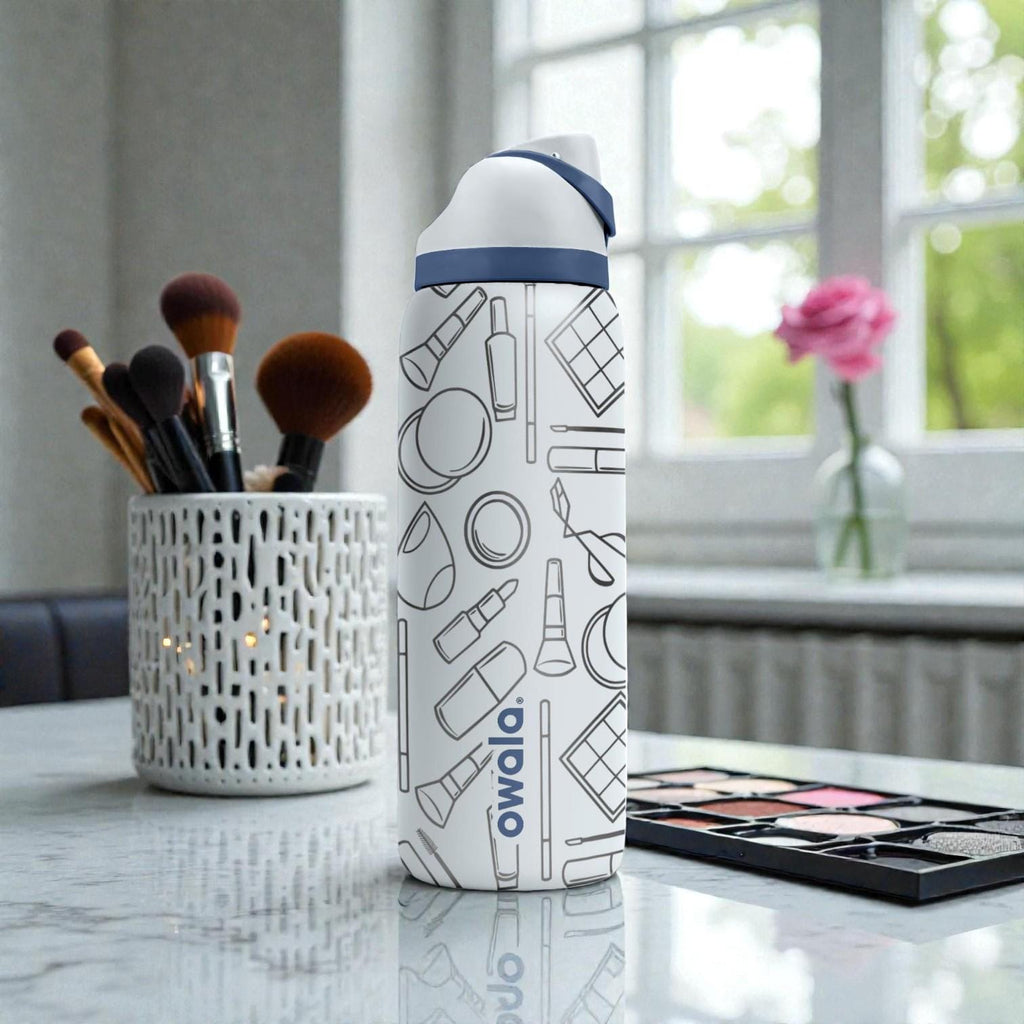 Makeup Artist Engraved Owala Bottle – Beauty Lover Cosmetic Pattern – Esthetician Gift Stainless Steel Cup 16oz 24oz 32oz 40oz  ⸻