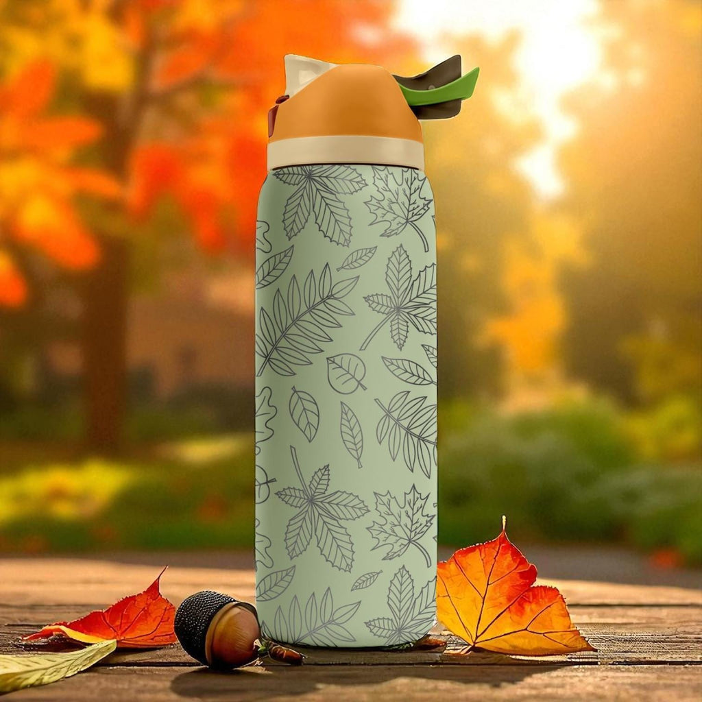 Autumn Leaves Owala Tumbler – 16oz 24oz 32oz 40oz Engraved FreeSip Bottle with Fall Foliage Wrap – Cozy Gift for Her