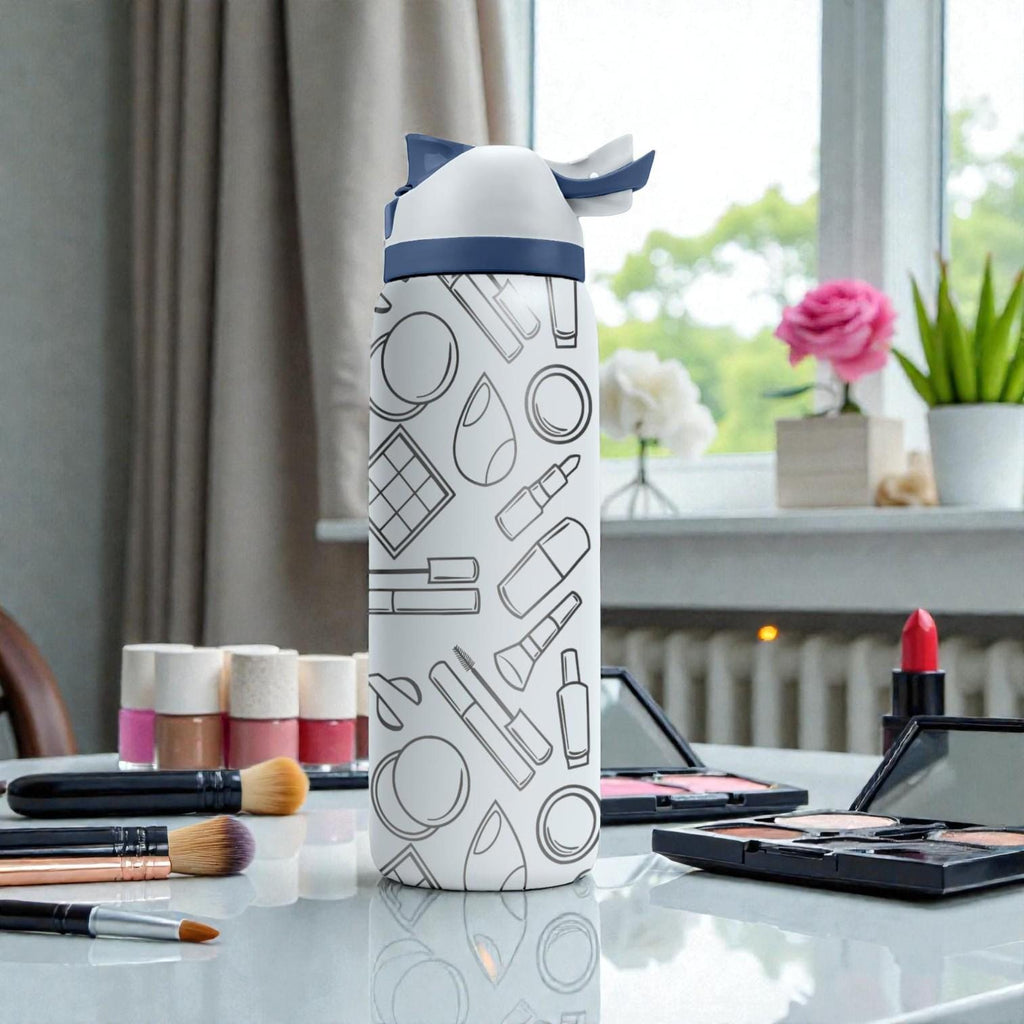 Makeup Artist Engraved Owala Bottle – Beauty Lover Cosmetic Pattern – Esthetician Gift Stainless Steel Cup 16oz 24oz 32oz 40oz  ⸻