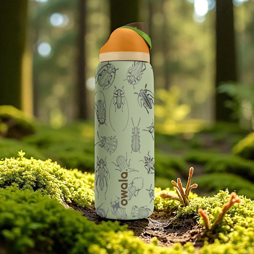 Bug Pattern Owala Bottle – 16oz 24oz 32oz 40oz Engraved Insect Design – Beetle Nature Kids Gift – Forest Adventure Water Bottle