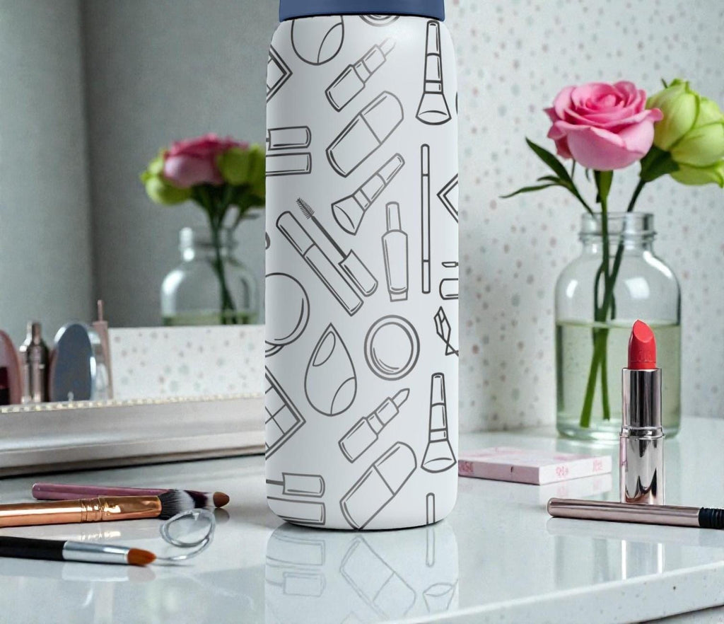 Makeup Artist Engraved Owala Bottle – Beauty Lover Cosmetic Pattern – Esthetician Gift Stainless Steel Cup 16oz 24oz 32oz 40oz  ⸻