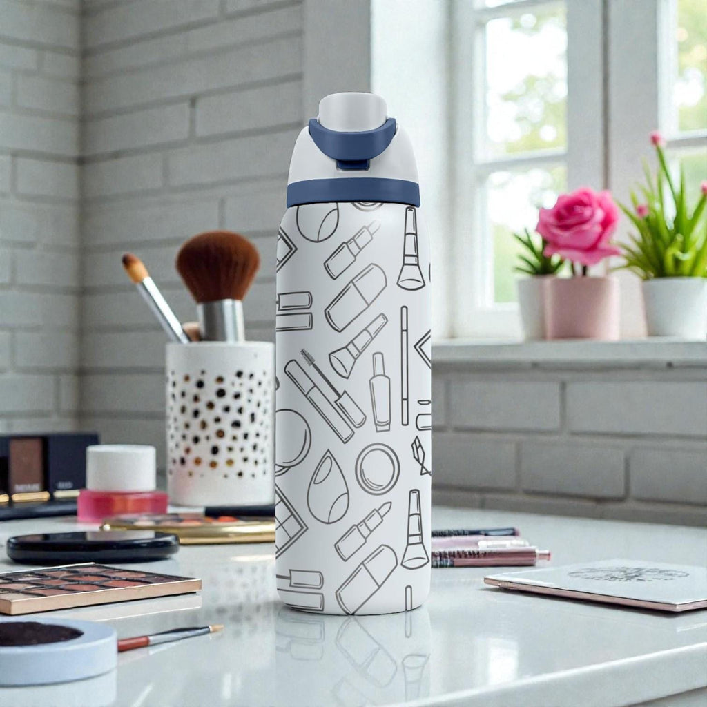 Makeup Artist Engraved Owala Bottle – Beauty Lover Cosmetic Pattern – Esthetician Gift Stainless Steel Cup 16oz 24oz 32oz 40oz  ⸻