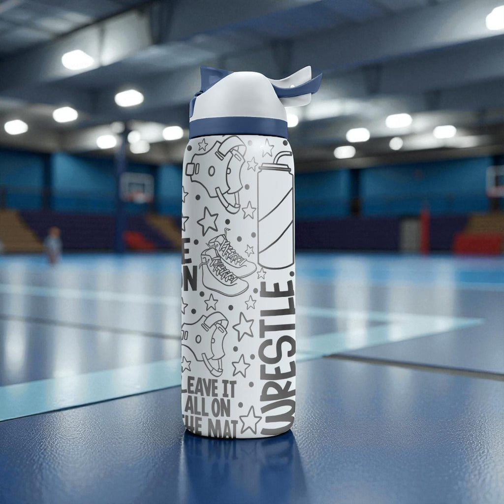 Wrestling Engraved Owala Bottle – Wrestle, Takedown, Pin & Gear Pattern – Sports Gift Stainless Cup 16oz 24oz 32oz 40oz  ⸻