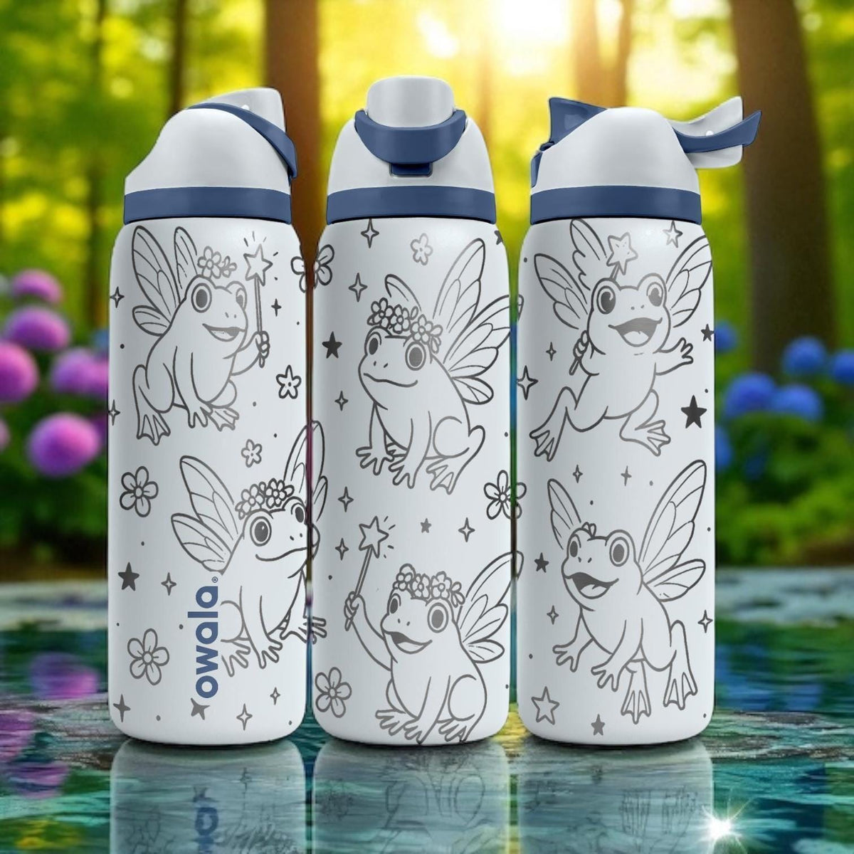 Owala Frog Fairy Tumbler – 16oz 24oz 32oz 40oz – Whimsical Winged Frog Cup – Enchanted Laser Engraved Gift for Kids and Fantasy Fans