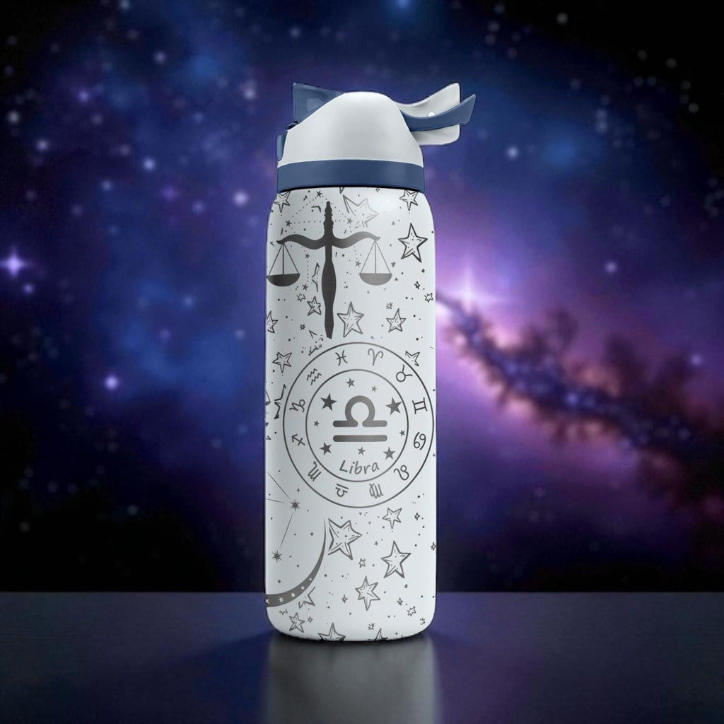 Libra Zodiac Owala Bottle – 16oz 24oz 32oz 40oz Engraved Star Sign Cup – Astrology Gift for Her or Him – Scales Symbol Water Bottle