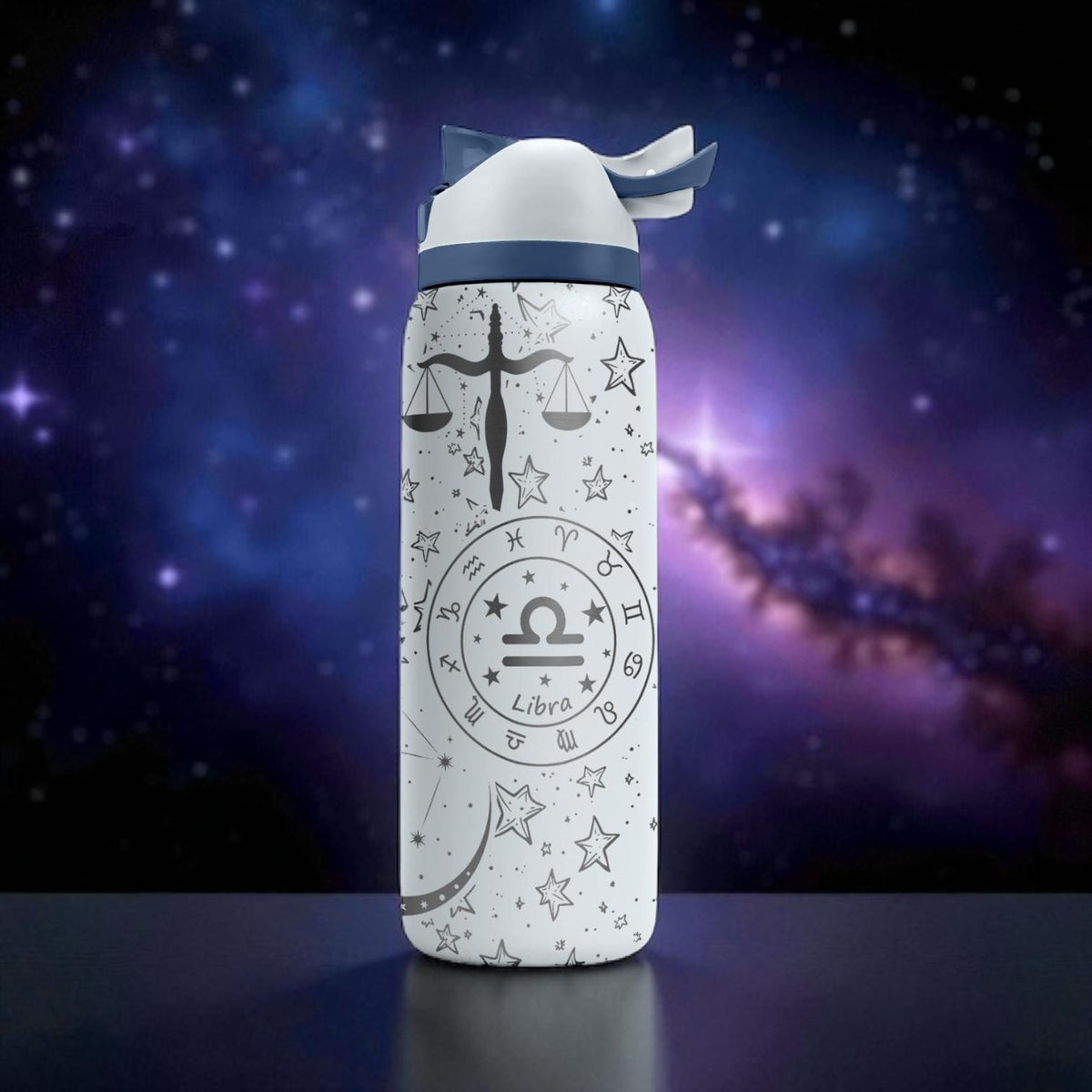 Libra Zodiac Owala Bottle – 16oz 24oz 32oz 40oz Engraved Star Sign Cup – Astrology Gift for Her or Him – Scales Symbol Water Bottle