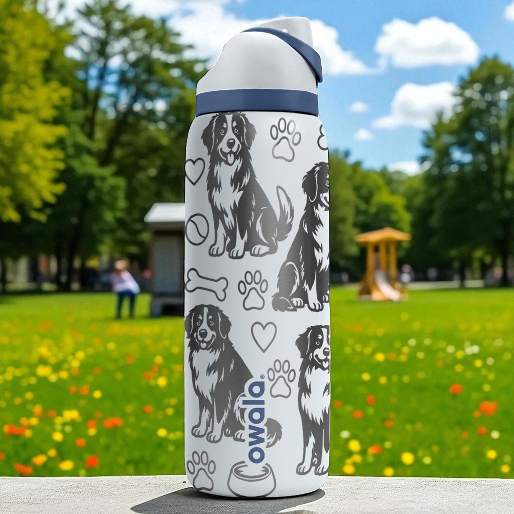 Bernese Mountain Dog Owala Bottle – 16oz 24oz 32oz 40oz – Engraved Gift for Dog Lovers – Gentle Giant Pup Stainless Steel Cup