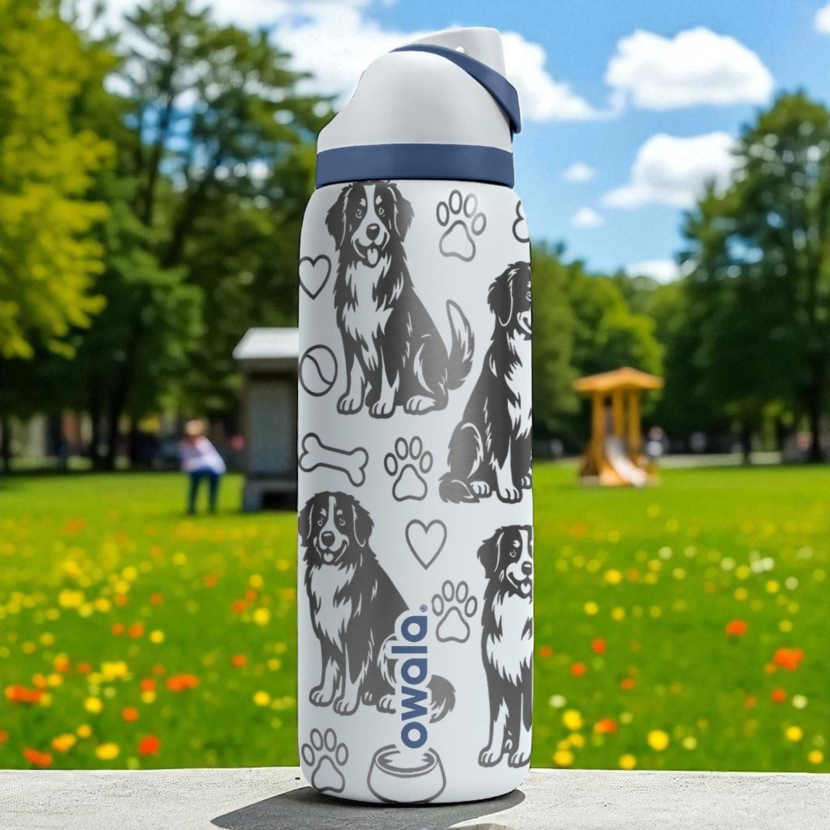 Bernese Mountain Dog Owala Bottle – 16oz 24oz 32oz 40oz – Engraved Gift for Dog Lovers – Gentle Giant Pup Stainless Steel Cup