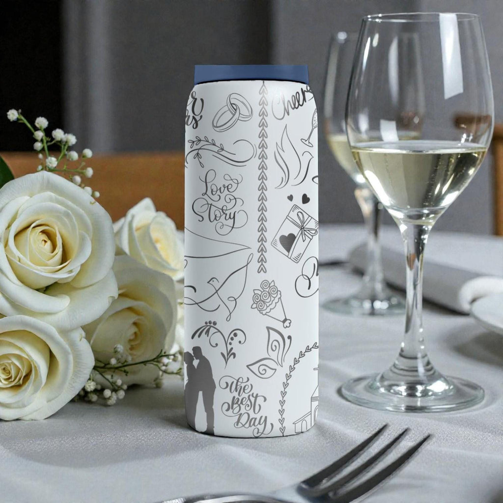 Wedding Engraved Owala Bottle – Bride and Groom Gift – Romantic Wedding Icons and Love Doodles – Stainless Steel Cup 16oz 24oz 32oz 40oz  ⸻