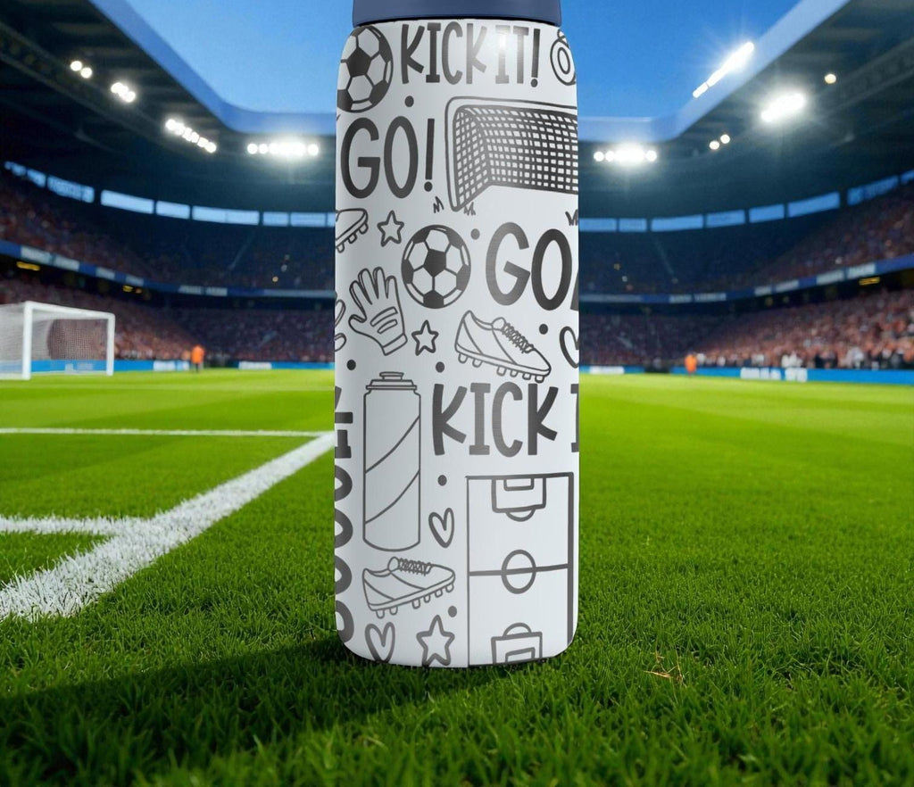 Soccer Engraved Owala Bottle – Goal, Kick, and Sports Pattern – Soccer Player Gift Stainless Cup 16oz 24oz 32oz 40oz  ⸻