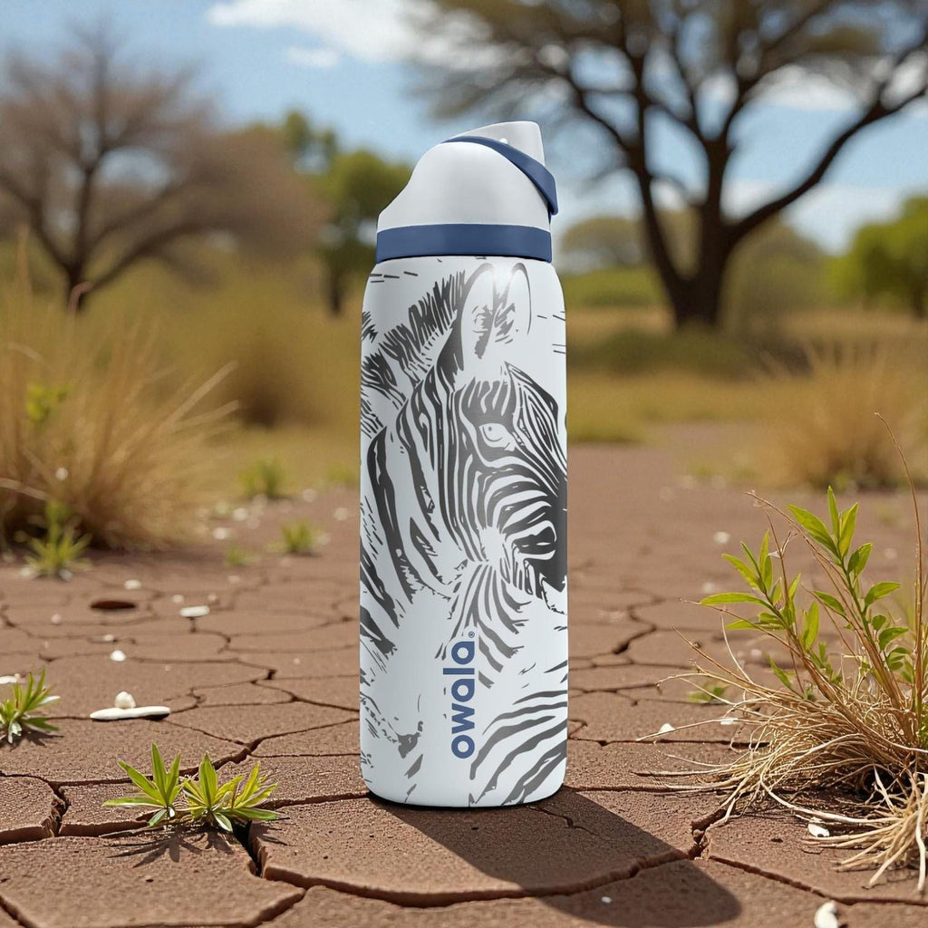 Engraved Zebra Owala Bottle – Safari Wildlife Pattern – African Animal Stainless Steel Cup 16oz 24oz 32oz 40oz  ⸻
