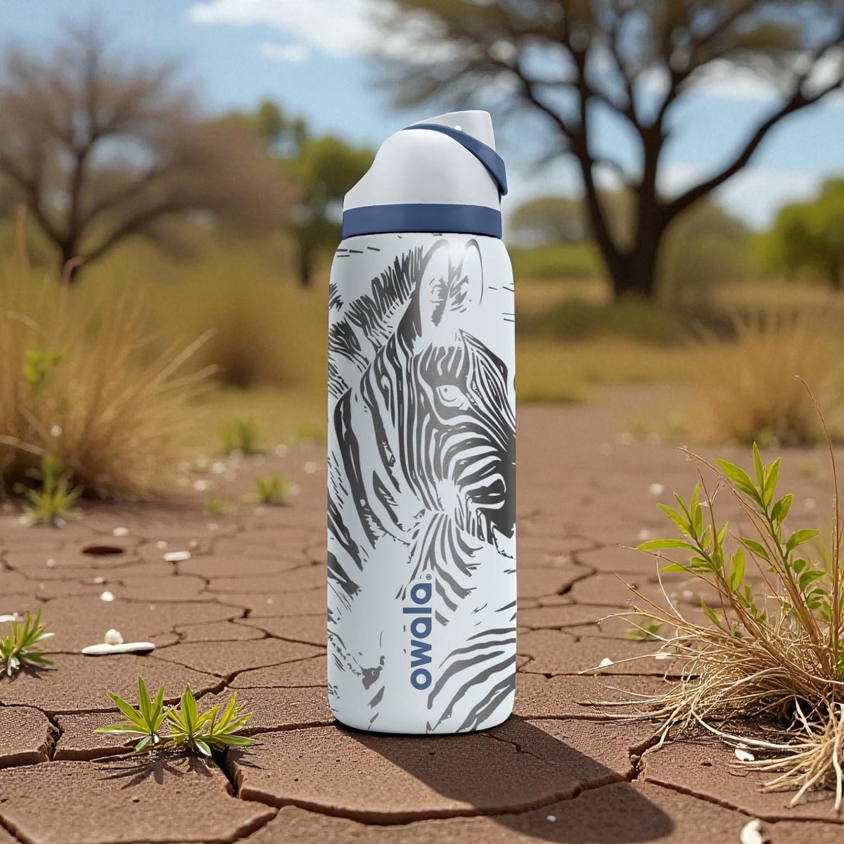 Engraved Zebra Owala Bottle – Safari Wildlife Pattern – African Animal Stainless Steel Cup 16oz 24oz 32oz 40oz  ⸻