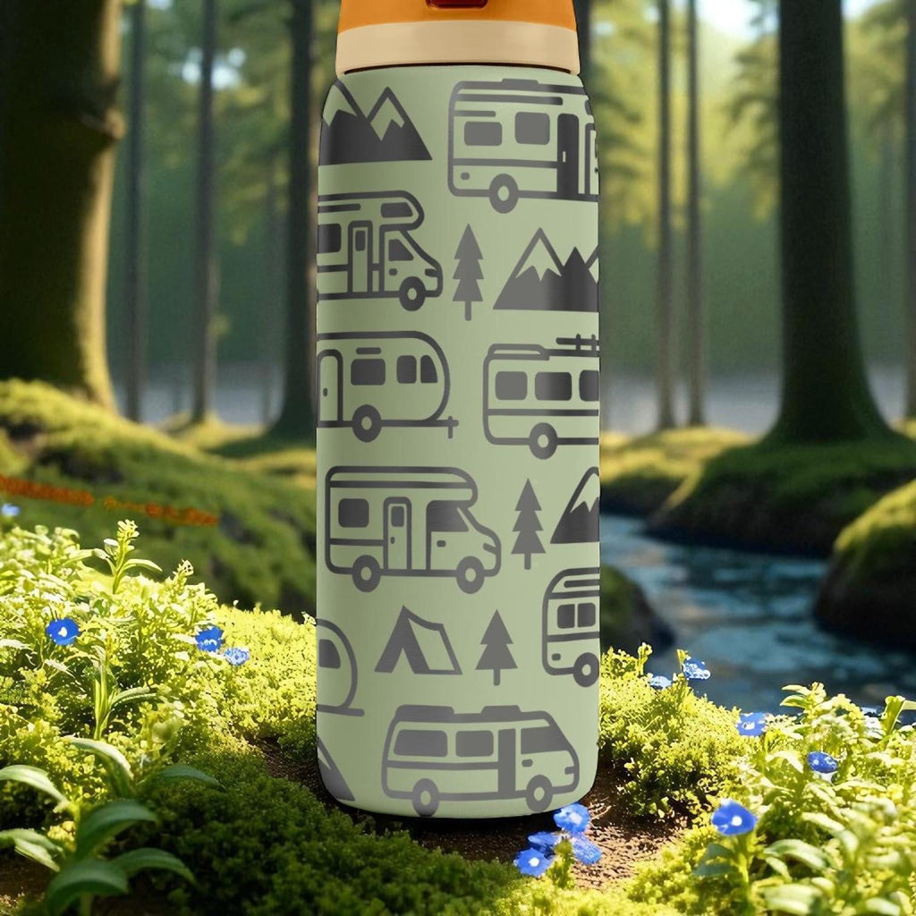 Camper Van Owala Bottle – 16oz 24oz 32oz 40oz Engraved RV Adventure Cup – Camping Gift for Kids – Forest Roadtrip Trave