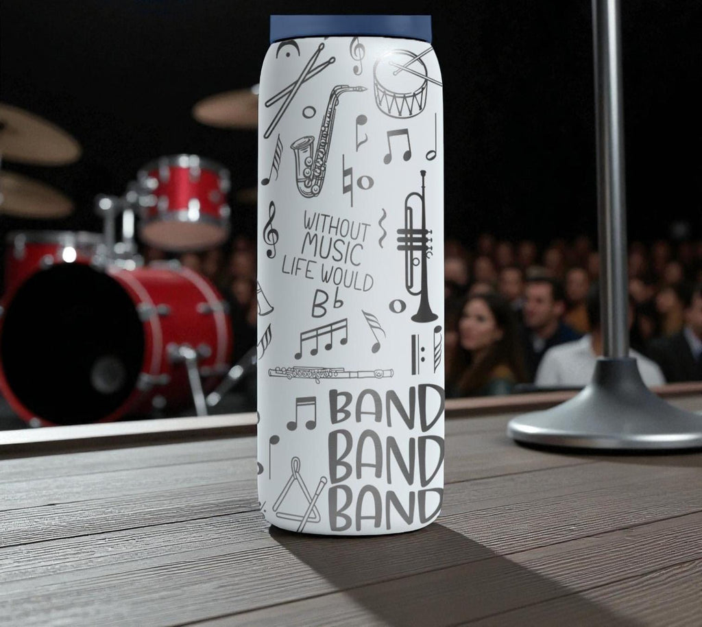Band Music Engraved Owala Bottle – Instrument and Notes Pattern – Gift for Musicians, Band Kids, Directors Stainless Cup 24oz 32oz 40oz