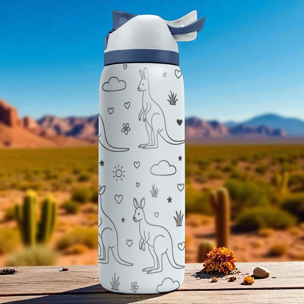 Engraved Kangaroo Owala Bottle – Cute Australian Wildlife Tumbler for Kids and Nature Lovers – 16oz 24oz 32oz 40oz