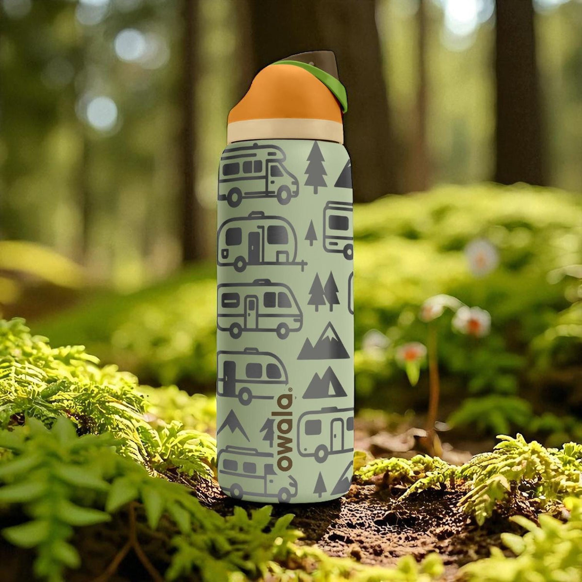 Camper Van Owala Bottle – 16oz 24oz 32oz 40oz Engraved RV Adventure Cup – Camping Gift for Kids – Forest Roadtrip Trave
