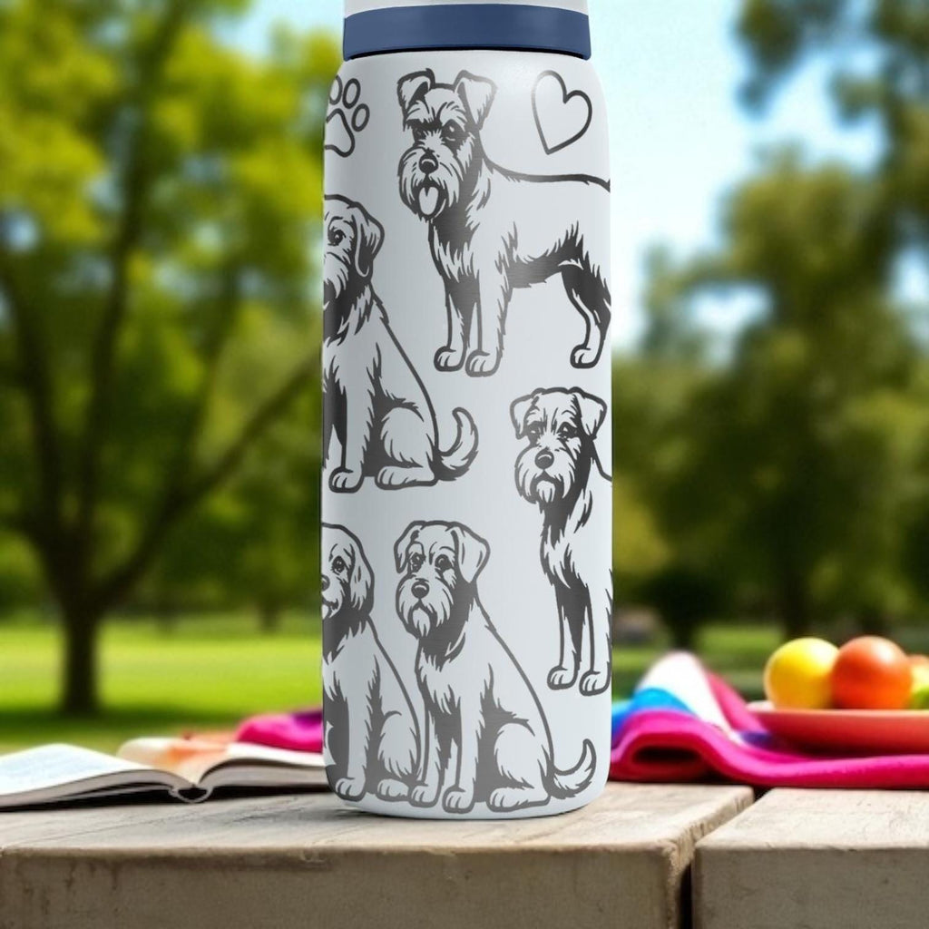 Border Terrier Engraved Owala Bottle – Cute Dog Gift for Terrier Lovers – 16oz 24oz 32oz 40oz Personalized Water Bottle