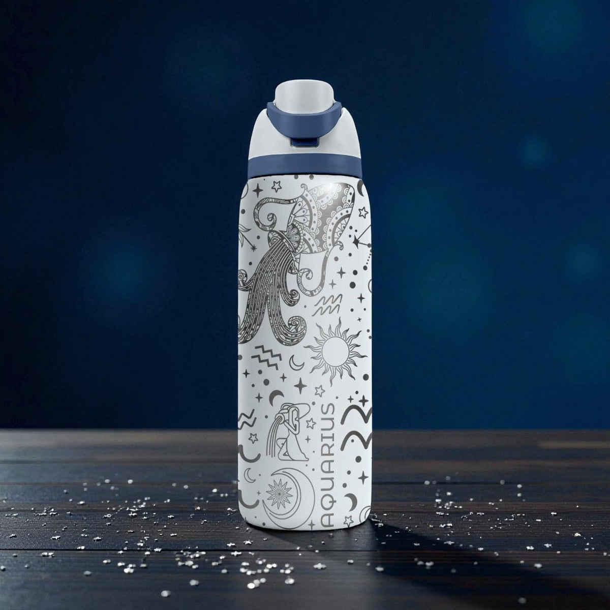 Aquarius Engraved Owala Bottle – Zodiac Constellation & Water Bearer Design – Astrology Gift Stainless Cup 16oz 24oz 32oz 40oz  ⸻