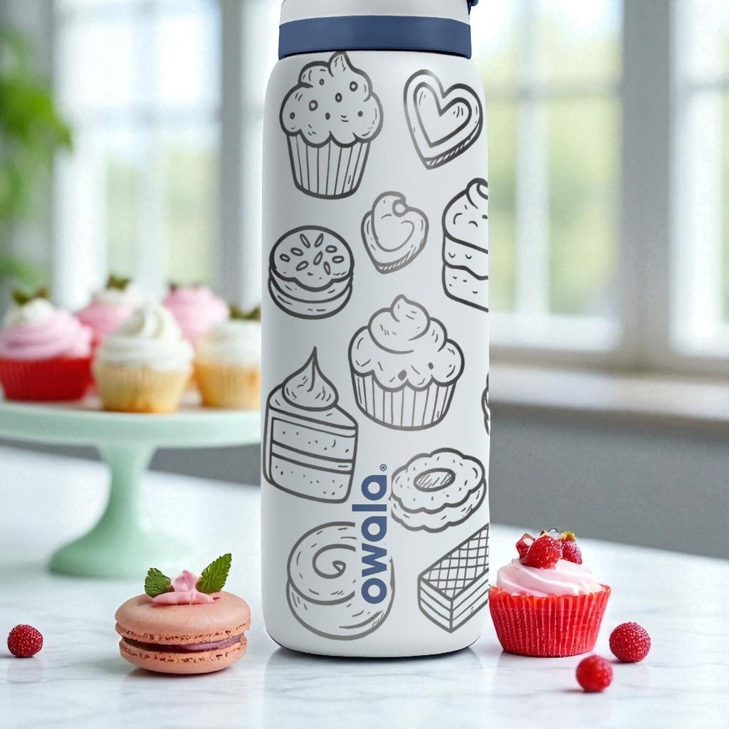 Dessert Lover Owala Bottle – 16oz 24oz 32oz 40oz – Engraved Sweet Treats Cup with Donuts, Cupcakes and Pastries – Gift for Bakers