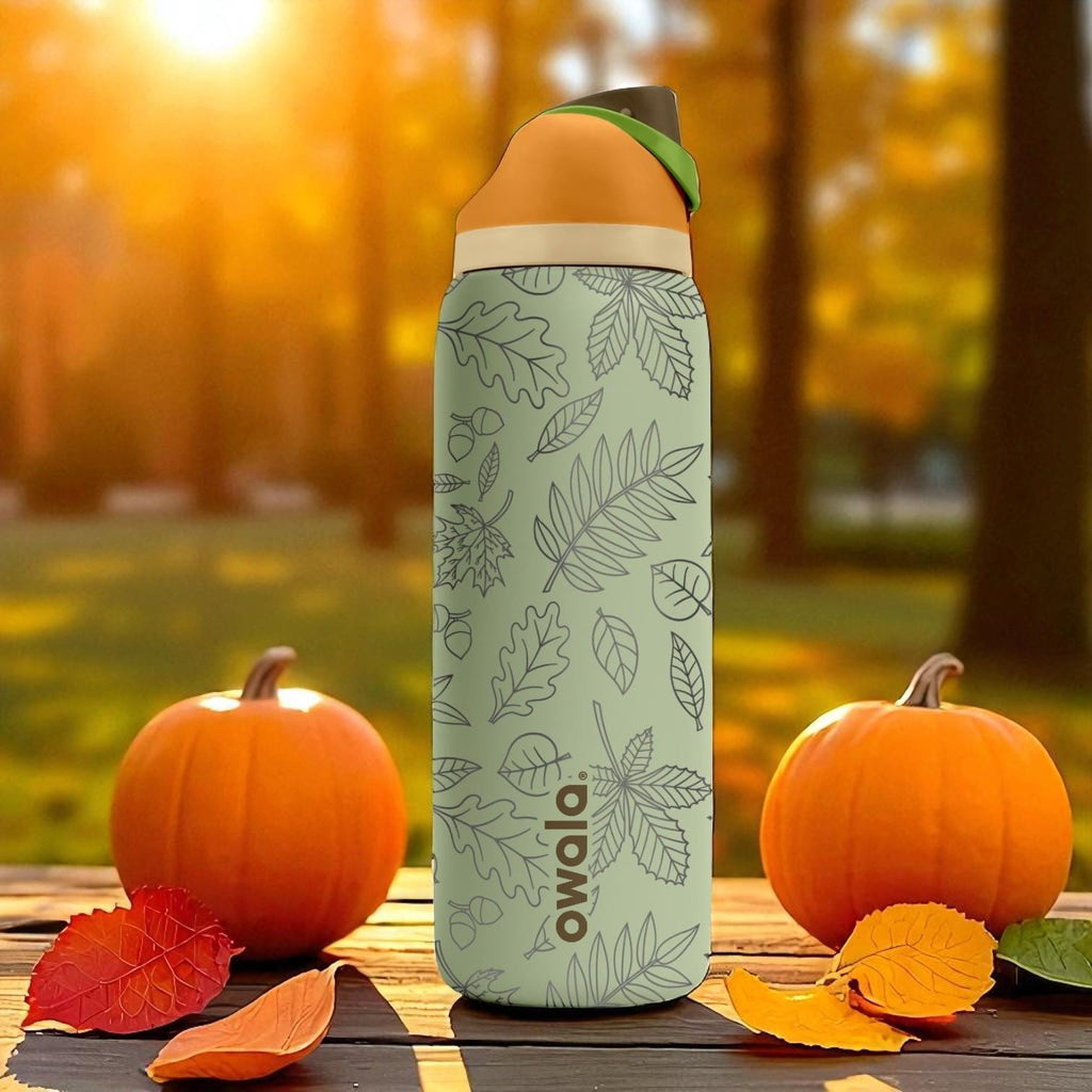 Autumn Leaves Owala Tumbler – 16oz 24oz 32oz 40oz Engraved FreeSip Bottle with Fall Foliage Wrap – Cozy Gift for Her