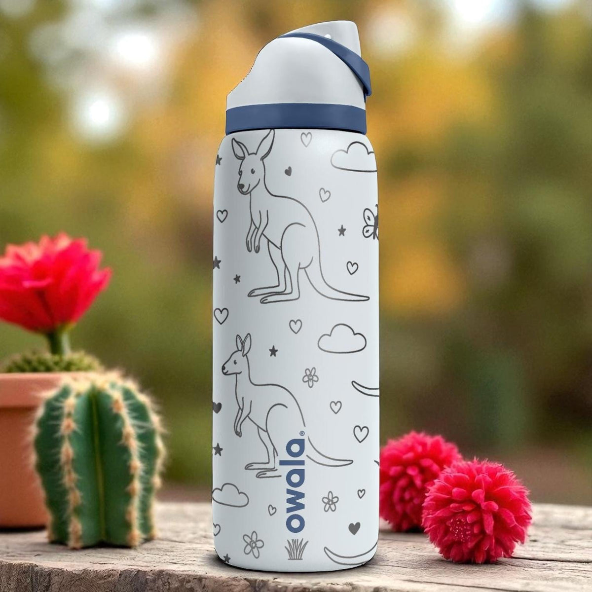 Engraved Kangaroo Owala Bottle – Cute Australian Wildlife Tumbler for Kids and Nature Lovers – 16oz 24oz 32oz 40oz