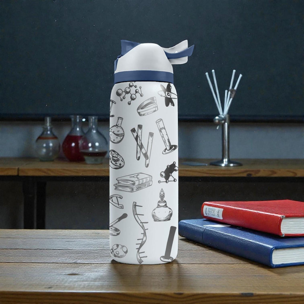 Science Biology Engraved Owala Bottle – Microscope, DNA & Lab Tools Pattern – STEM Gift Stainless Cup 16oz 24oz 32oz 40oz  ⸻