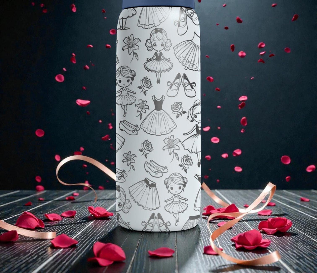 Ballet Engraved Owala Bottle – Ballerina Tutu and Dance Pattern – Dancer Gift Stainless Steel Cup 16oz 24oz 32oz 40oz  ⸻