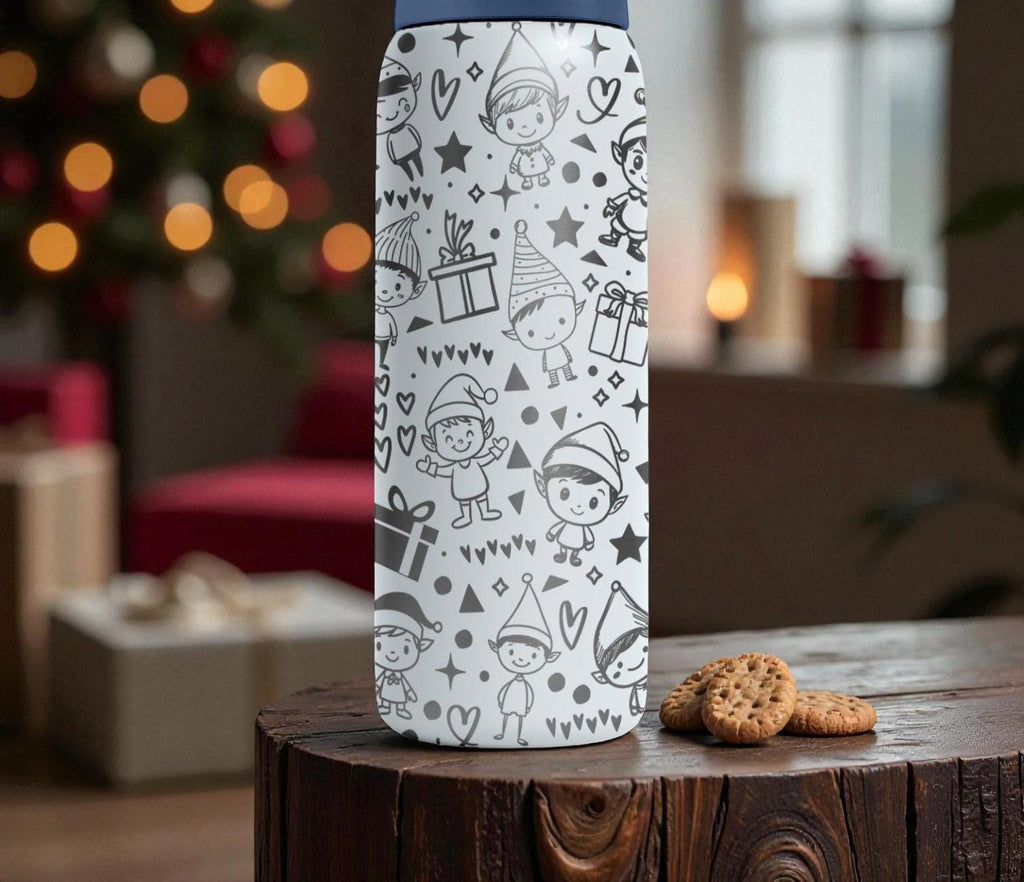 Christmas Elves Engraved Owala Bottle – Cute Holiday Helpers & Gifts Pattern – Festive Stainless Cup 16oz 24oz 32oz 40oz  ⸻