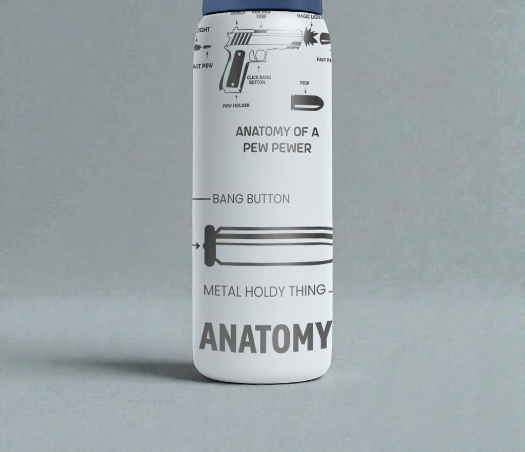 Anatomy of a Pew Engraved Owala Bottle – Funny Parody Bullet Diagram Design – Stainless Steel Gift Cup 16oz 24oz 32oz 40oz  ⸻