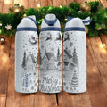 Merry Christmas Engraved Owala Bottle – Santa Sleigh Winter Village Design – Holiday Stainless Steel Cup 16oz 24oz 32oz 40oz