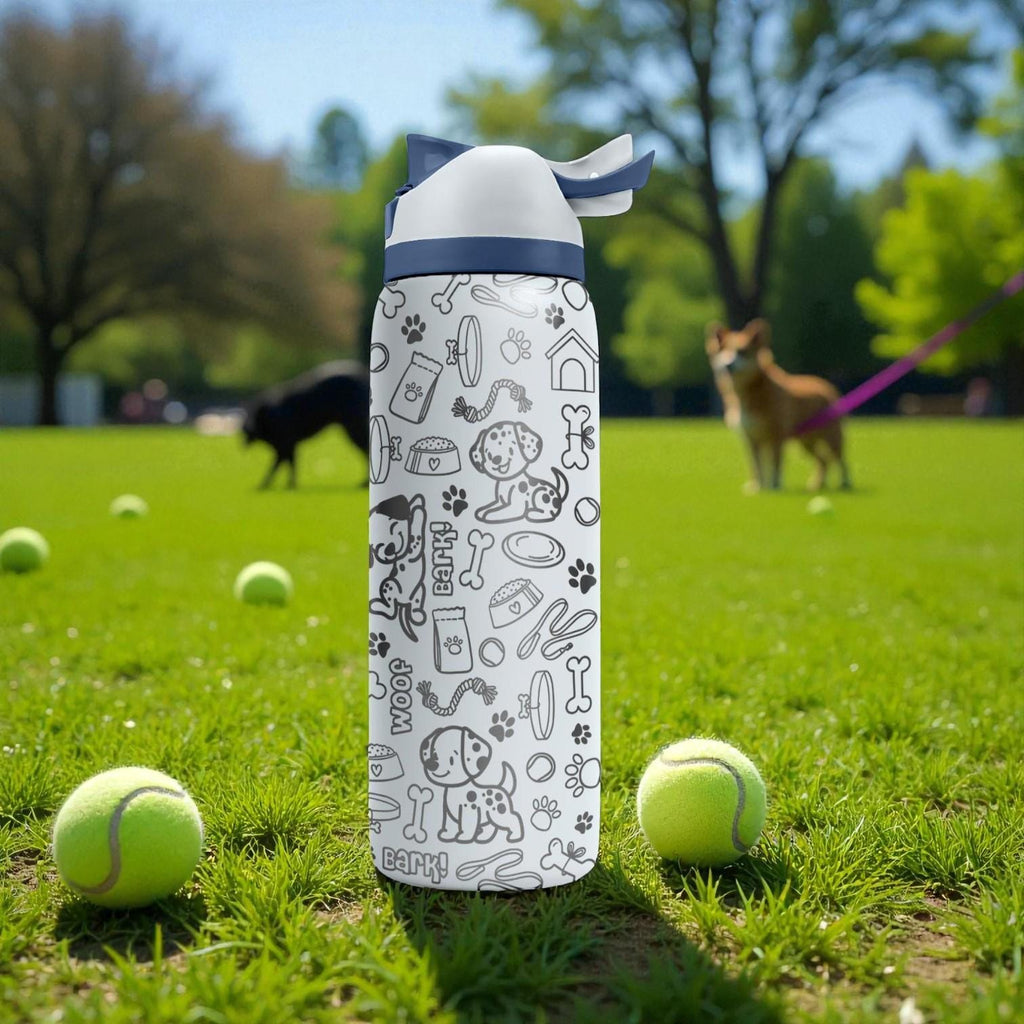 Dalmatian Dog Lover Engraved Owala Bottle – Cute Spotted Pup, Bones & Paw Print Pattern – Pet Owner Gift Stainless Cup 16oz 24oz 32oz 40oz
