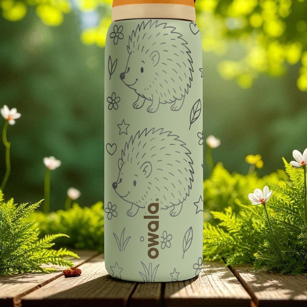 Engraved Hedgehog Owala Bottle – Cute Forest Animal Tumbler for Kids and Nature Lovers – 16oz 24oz 32oz 40oz