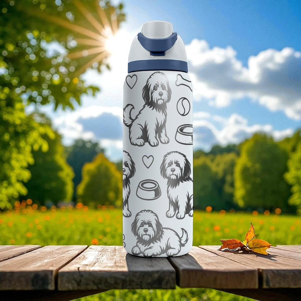Havanese Dog Engraved Owala Bottle – Cute Fluffy Dog Gift for Pet Lovers – 16oz 24oz 32oz 40oz Personalized Water Bottle