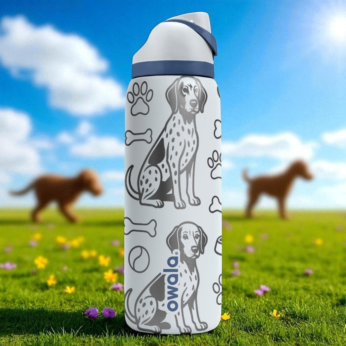 Engraved German Shorthaired Pointer Bottle – Owala Dog Tumbler with Bones and Paws – 16oz 24oz 32oz 40oz Gift for GSP Lovers