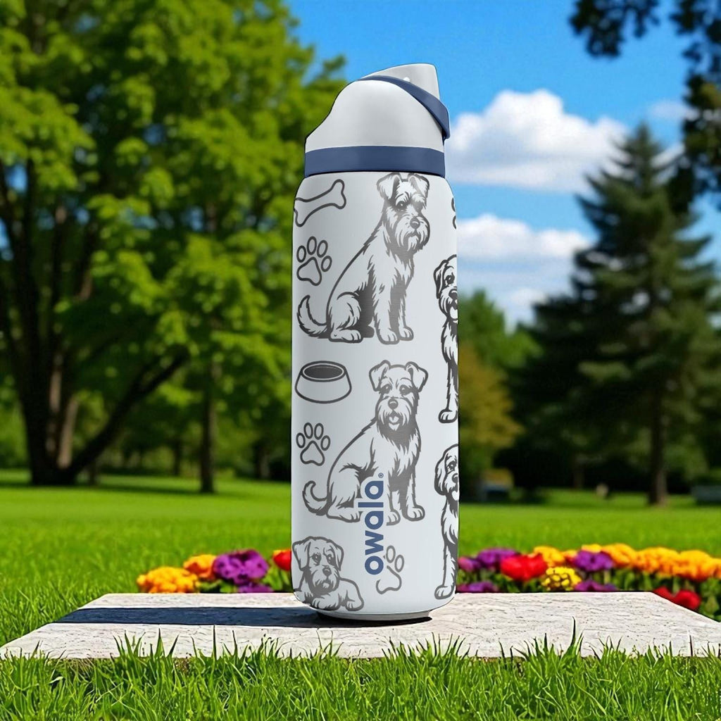 Border Terrier Engraved Owala Bottle – Cute Dog Gift for Terrier Lovers – 16oz 24oz 32oz 40oz Personalized Water Bottle