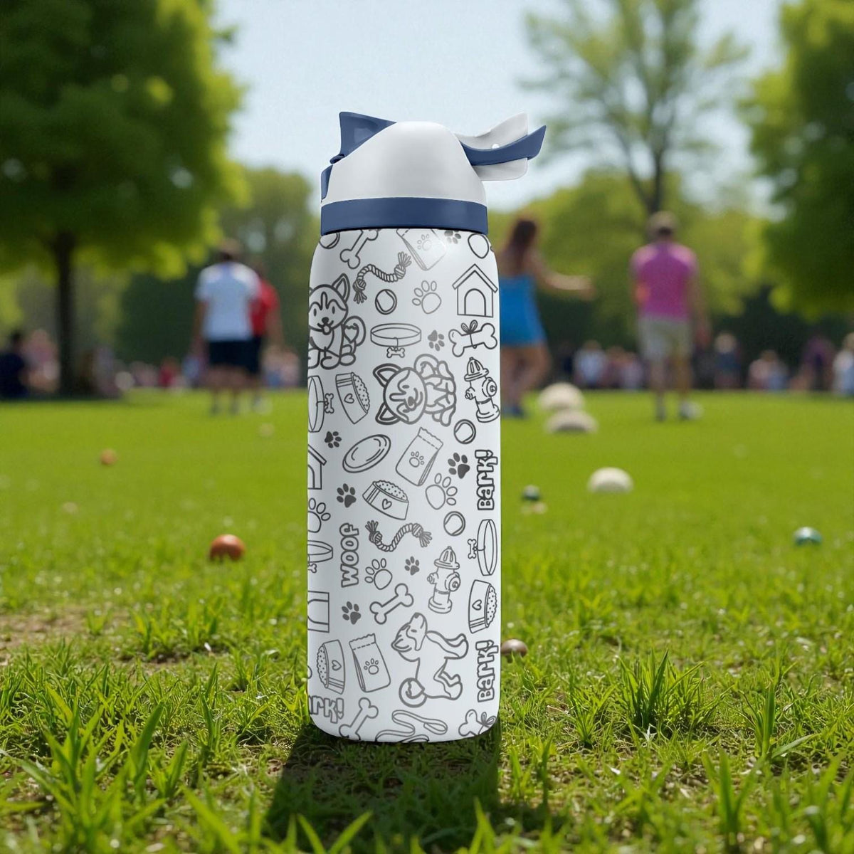 Dog Lover Engraved Owala Bottle – Cute Puppies, Bones & Paw Prints Pattern – Pet Parent Gift Stainless Cup 16oz 24oz 32oz 40oz  ⸻