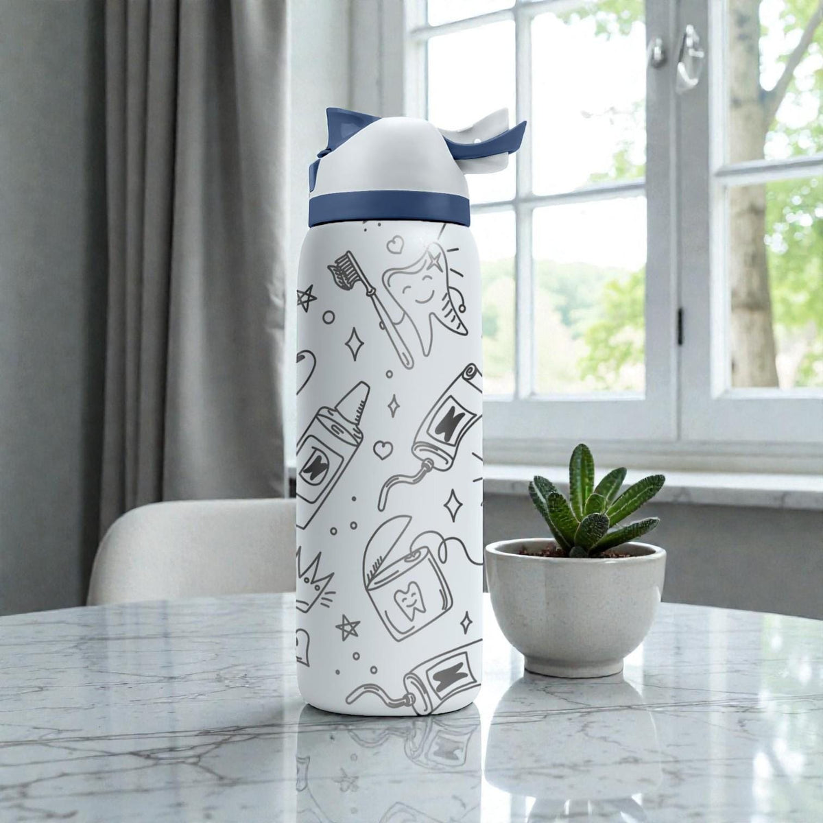 Dentist Engraved Owala Bottle – Dental Hygienist Tooth & Braces Pattern – Dentist Office Stainless Steel Cup 16oz 24oz 32oz 40oz  ⸻