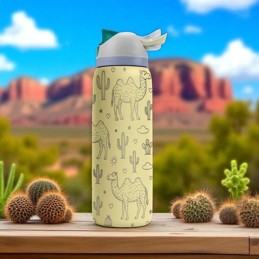 Engraved Camel Desert Owala Tumbler – Cactus and Camel Water Bottle – Adventure Gift – 16oz 24oz 32oz 40oz