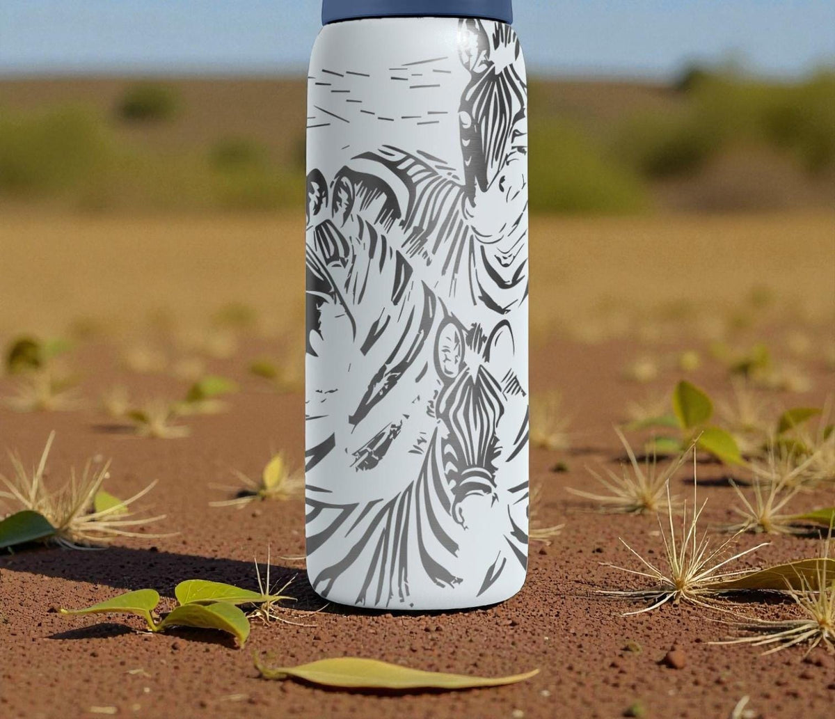 Engraved Zebra Owala Bottle – Safari Wildlife Pattern – African Animal Stainless Steel Cup 16oz 24oz 32oz 40oz  ⸻