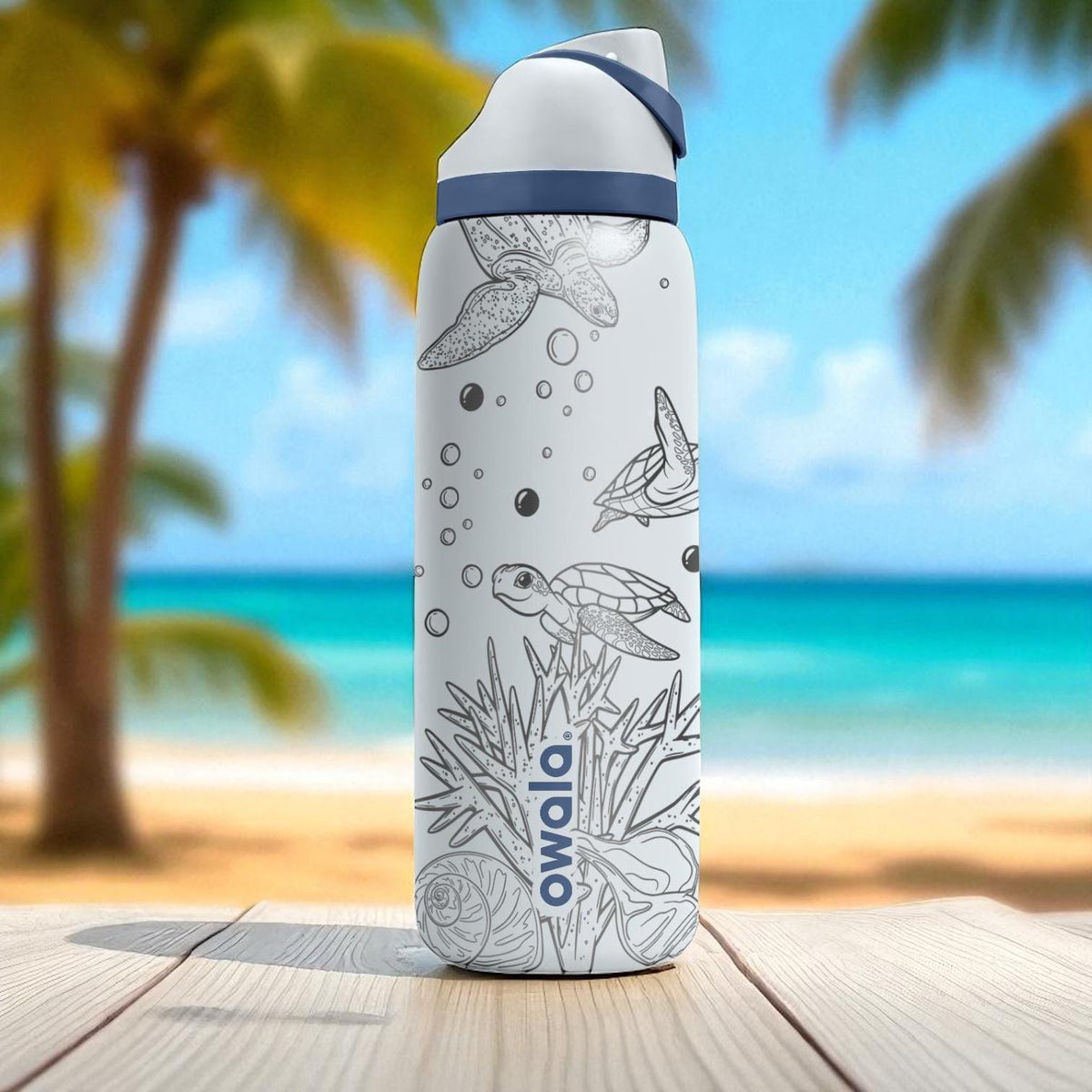 Sea Turtle Engraved Owala Tumbler – 16oz 24oz 32oz 40oz Ocean Life Cup – Coastal Gift for Her or Him