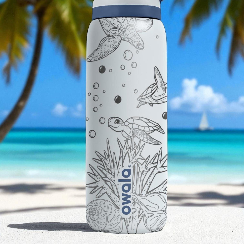 Sea Turtle Engraved Owala Tumbler – 16oz 24oz 32oz 40oz Ocean Life Cup – Coastal Gift for Her or Him