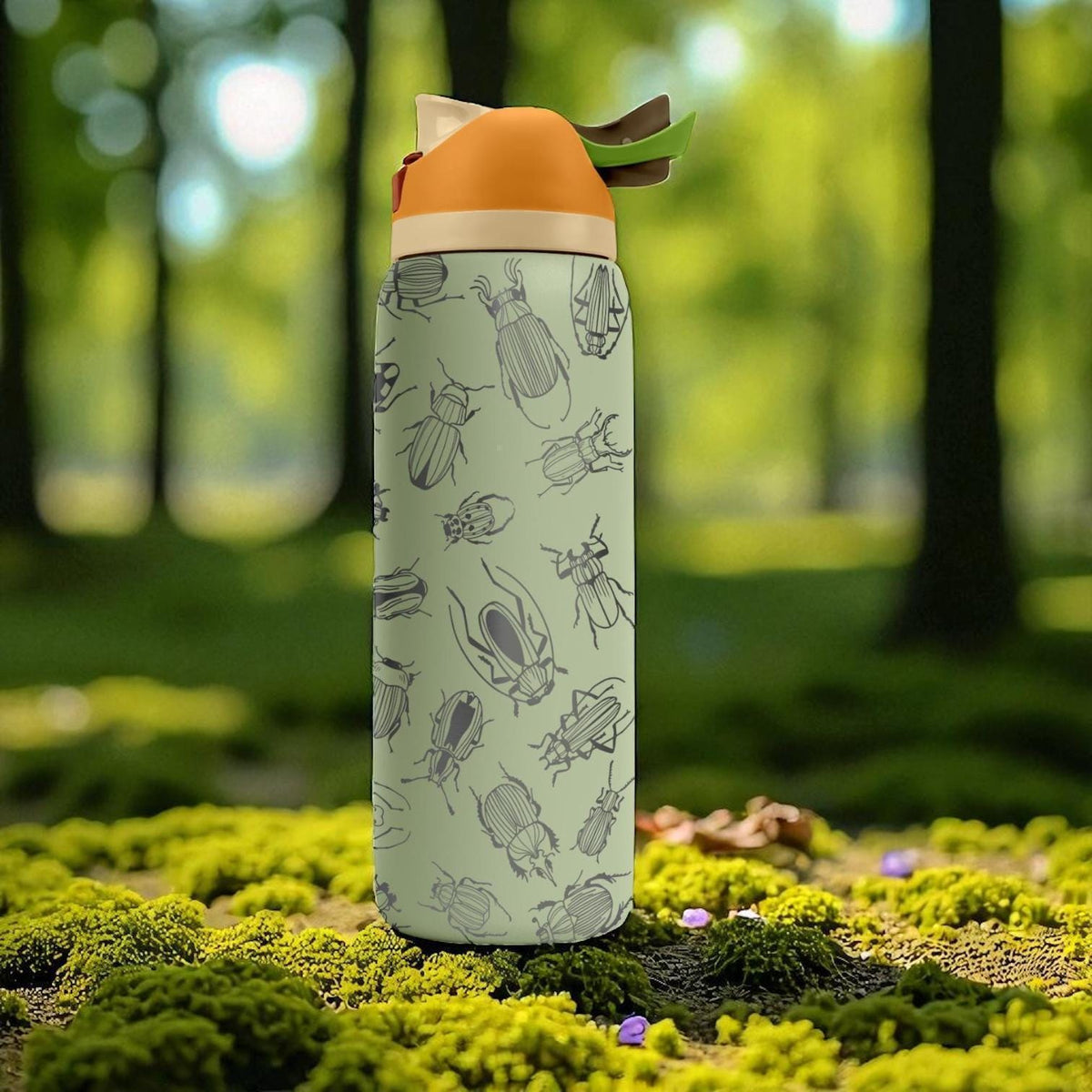 Bug Pattern Owala Bottle – 16oz 24oz 32oz 40oz Engraved Insect Design – Beetle Nature Kids Gift – Forest Adventure Water Bottle