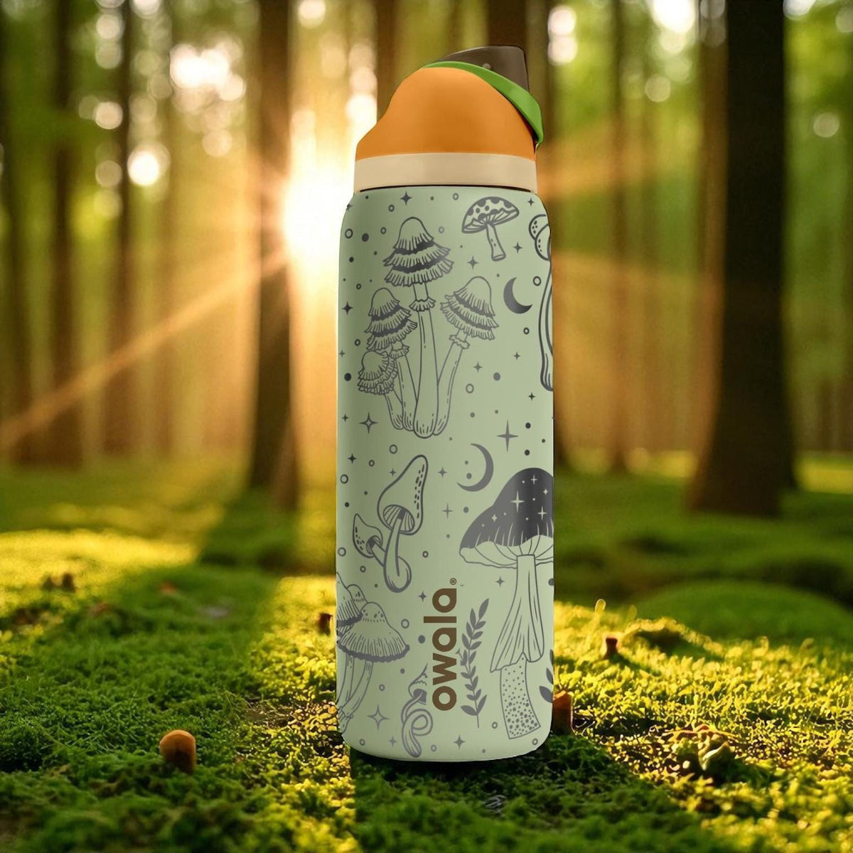 Mushroom Forest Engraved Owala Tumbler – Magical Nature Cup 40oz 32oz 24oz – Fungi Aesthetic Gift for Hiker or Witchy Friend