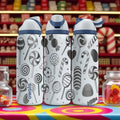 Owala Candy Pattern Tumbler – 16oz 24oz 32oz 40oz – Engraved Sweet Treats Water Bottle – Cute Gift for Candy Lovers and Kids