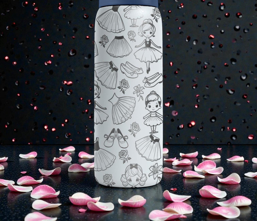 Ballet Engraved Owala Bottle – Ballerina Tutu and Dance Pattern – Dancer Gift Stainless Steel Cup 16oz 24oz 32oz 40oz  ⸻