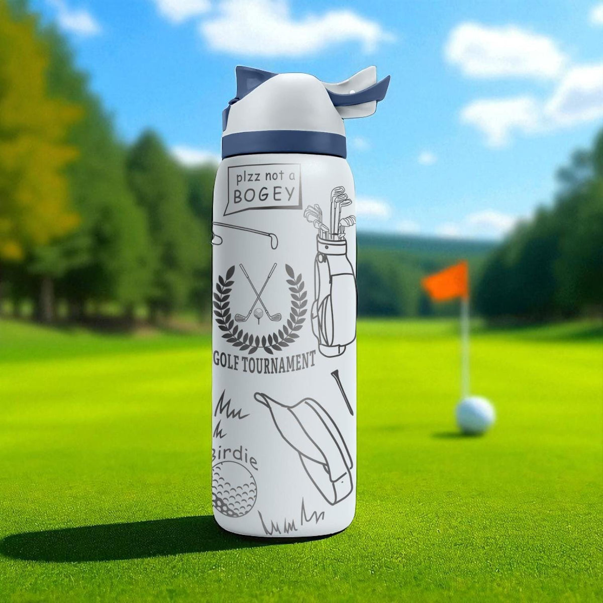 Golf Lady Owala Bottle – Engraved Golf Wrap Design – Sports Stainless Steel Cup 16oz 24oz 32oz 40oz
