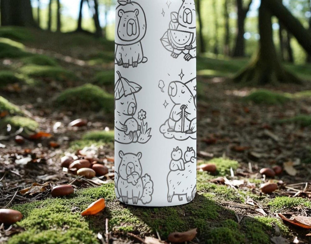 Capybara Engraved Owala Bottle – Cute Animal Relax Wrap Design – Stainless Steel Cup 16oz 24oz 32oz 40oz