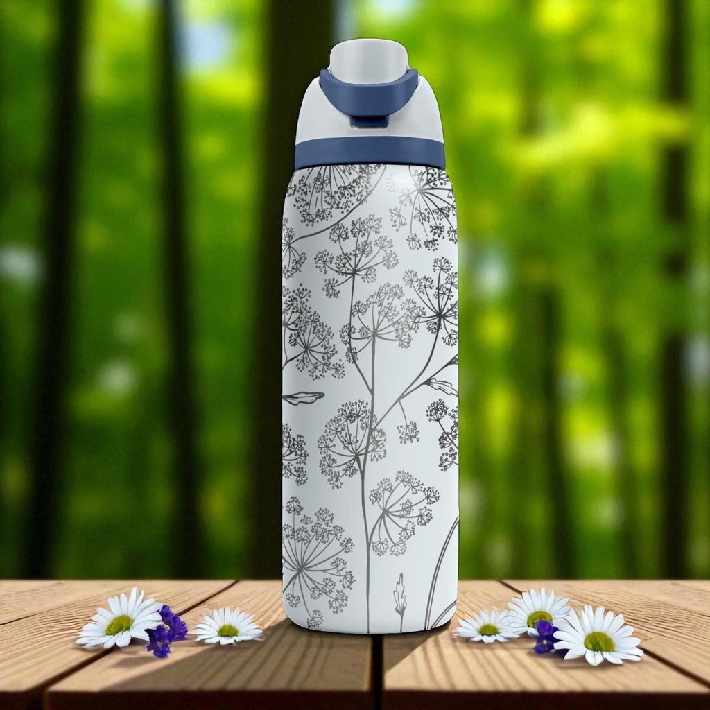 Wild Herb Floral Owala Tumbler – 16oz 24oz 32oz 40oz Engraved Dill Plant Wrap – Nature Gift for Her or Mom
