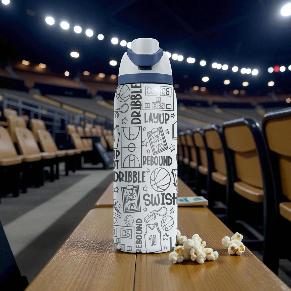 Basketball Engraved Owala Bottle – Dribble & Dunk Court Pattern – Sports Gift Stainless Cup 16oz 24oz 32oz 40oz  ⸻